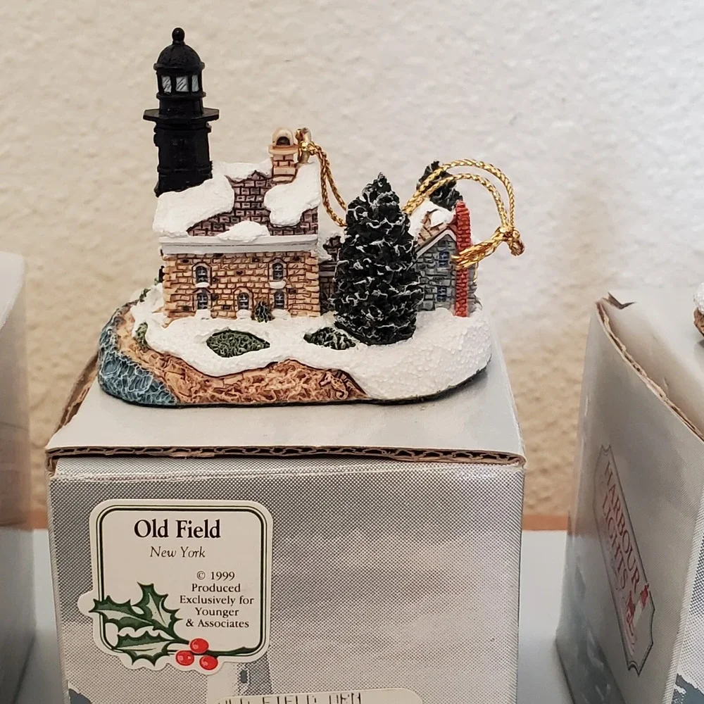 Lot of 7 Harbour Lights Lighthouse Ornaments Younger & Associates Vintage Boxed